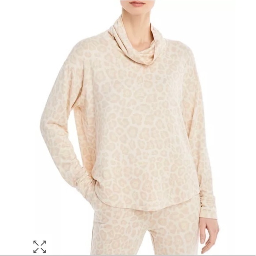 Splendid Cowl Neck Leopard Print Pullover Sweater